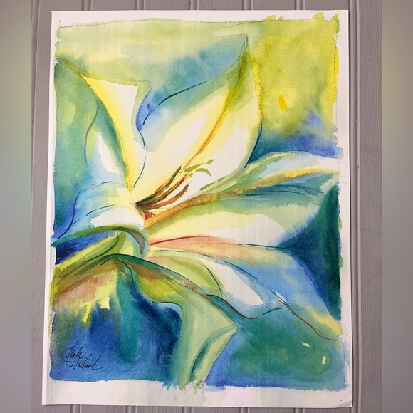 Abstract Floral Watercolor Art Print From Original Painting Signed By The Artist - Picture 1 of 6
